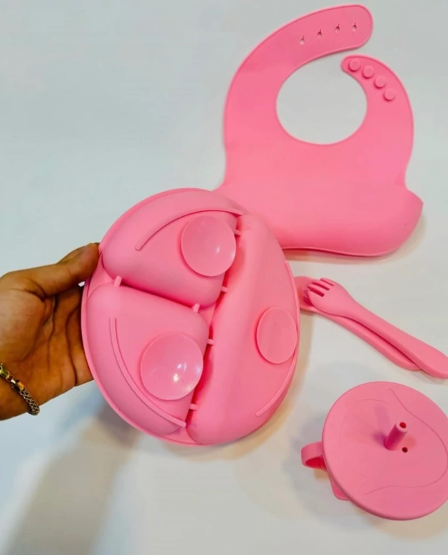 Set de Couverts d'Apprentissage Bébé en Silicone Alimentaire Sans BPA 5 Couverts Silicone Bebe Tunisie - Vue 4 Kadowet Tunisie
