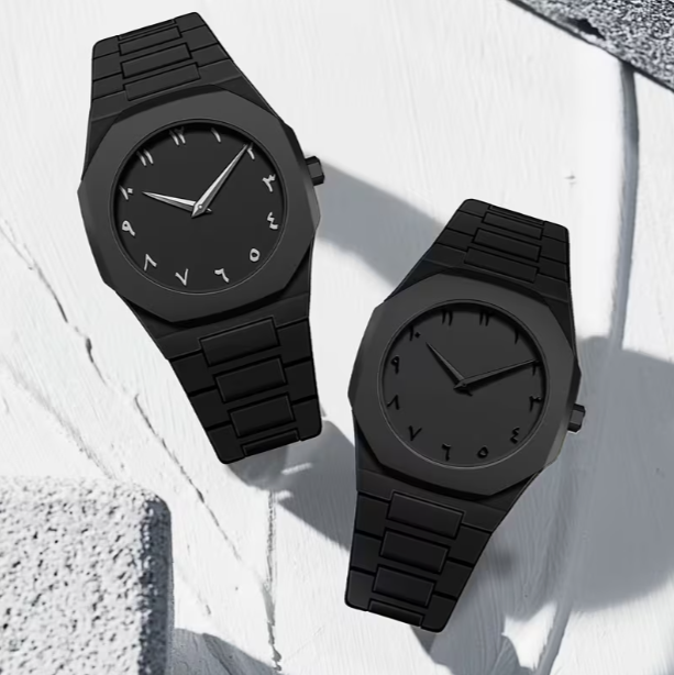 Black Arabic Numerals Scale Men'S Quartz