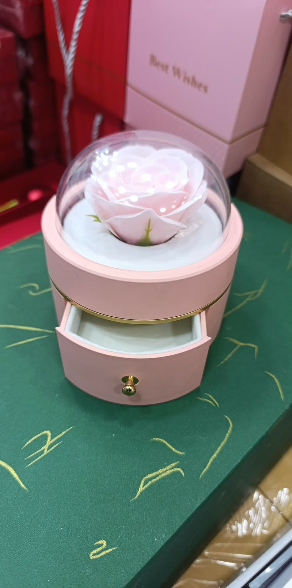 Boîte Cadeau Porte Bague avec Rose Éternelle – Coffret Romantique Rouge & Rose