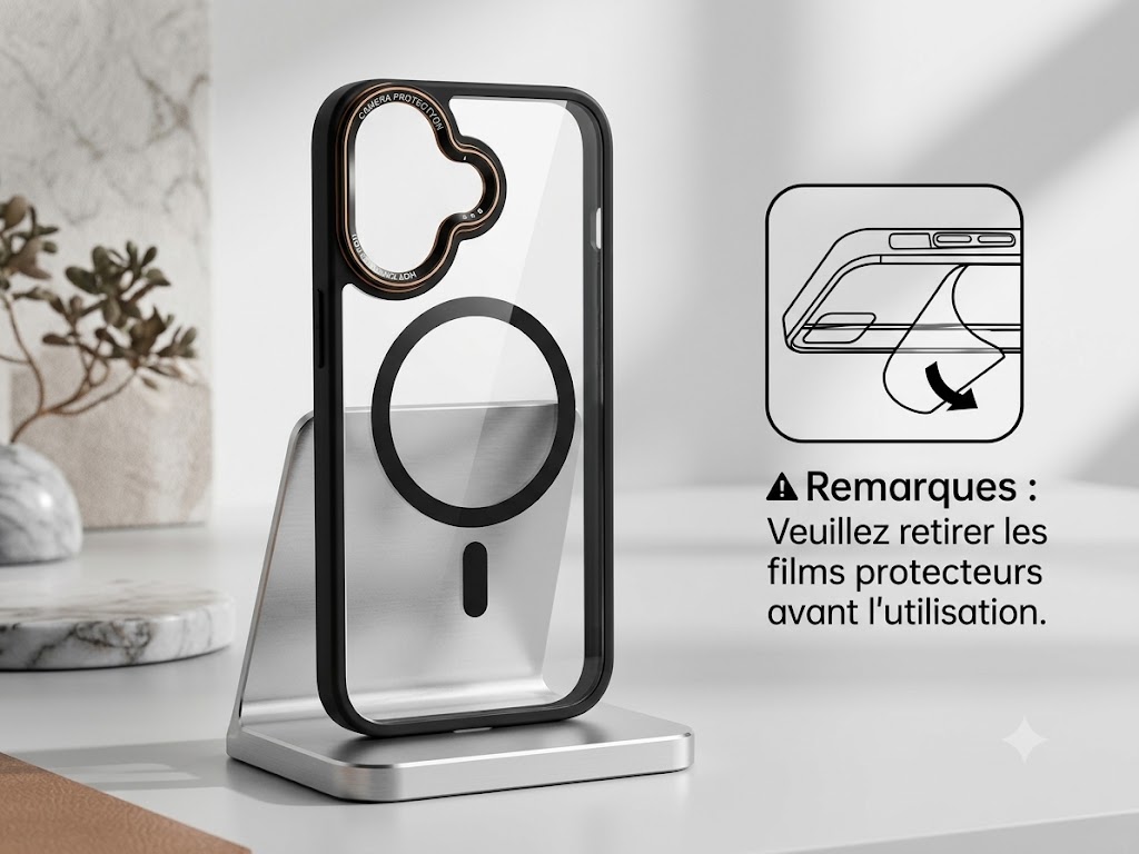 Coque MagSafe Transparente pour iPhone 16 - Noir