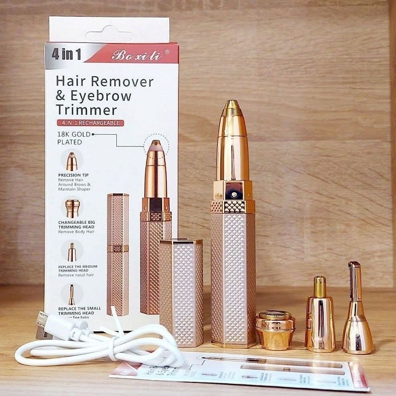 Épilateur Électrique 4-en-1 Boxili – Tondeuse Sourcils, Visage & Corps Rechargeable