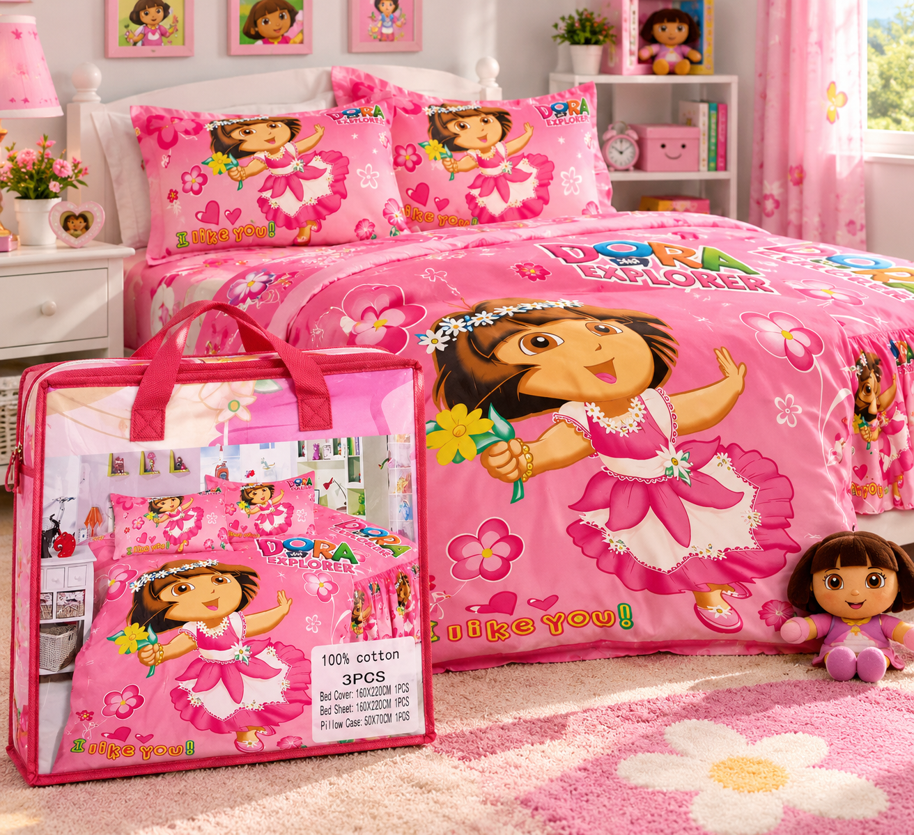 Parure de Lit Enfant 3 Pièces 100% Coton (Housse 160x220 + Drap + Taie) 1 Parure de Lit Enfant 3 Pièces 100% Coton (Housse 160x220 + Drap + Taie)