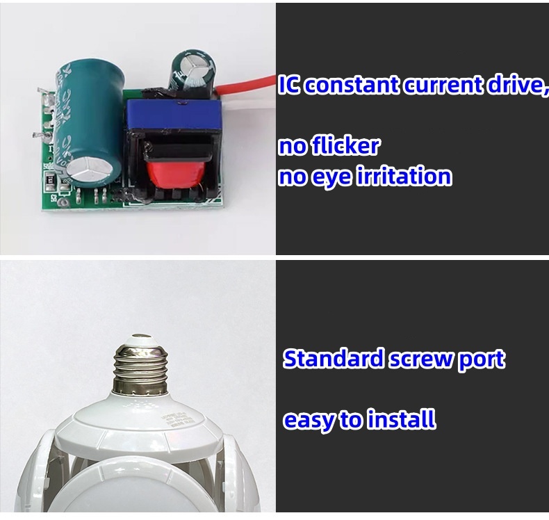 Ampoule UFO LED Pliable 40W E27 - Éclairage 360° Orientable 4 Pales