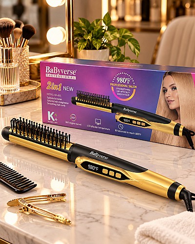 Brosse Lissante Chauffante BaByverse 2 en 1