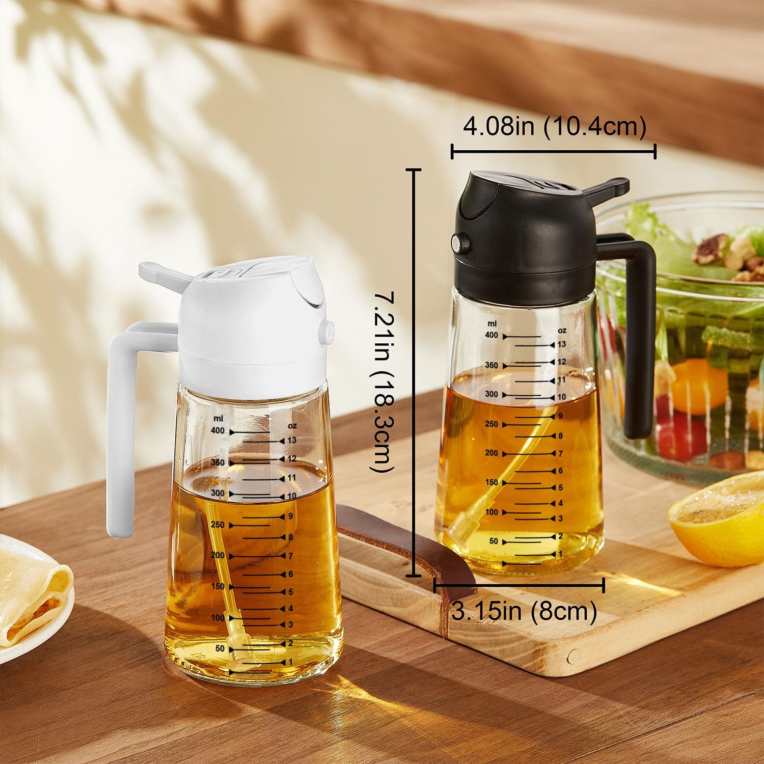 Bouteille pulvérisateur d'huile en verre 2 en 1