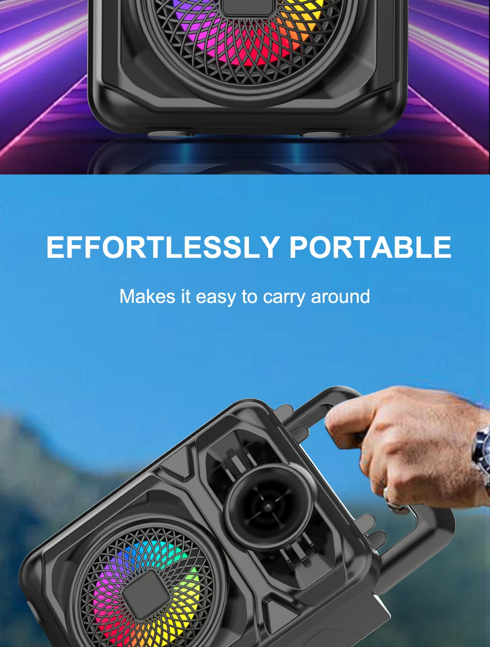 Mini Karaoké 1361 Bluetooth avec Microphone et Éclairage LED RGB
