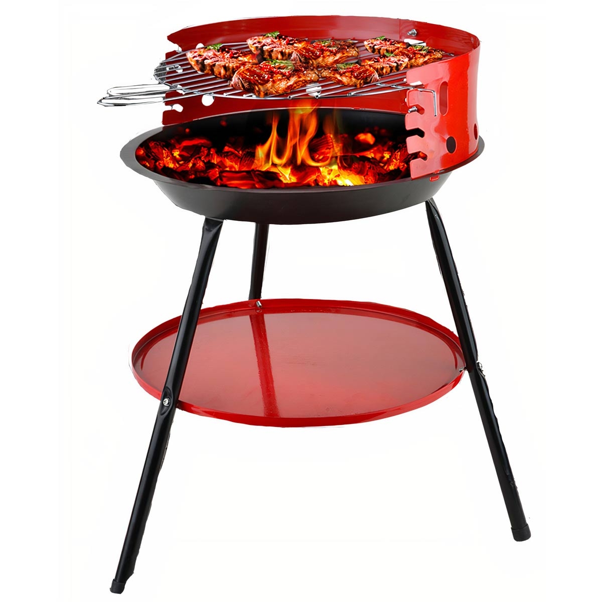 Barbecue Rond Portable Sun-Day – Grill Charbon pour Camping et Plein Air 36×36×55 cm