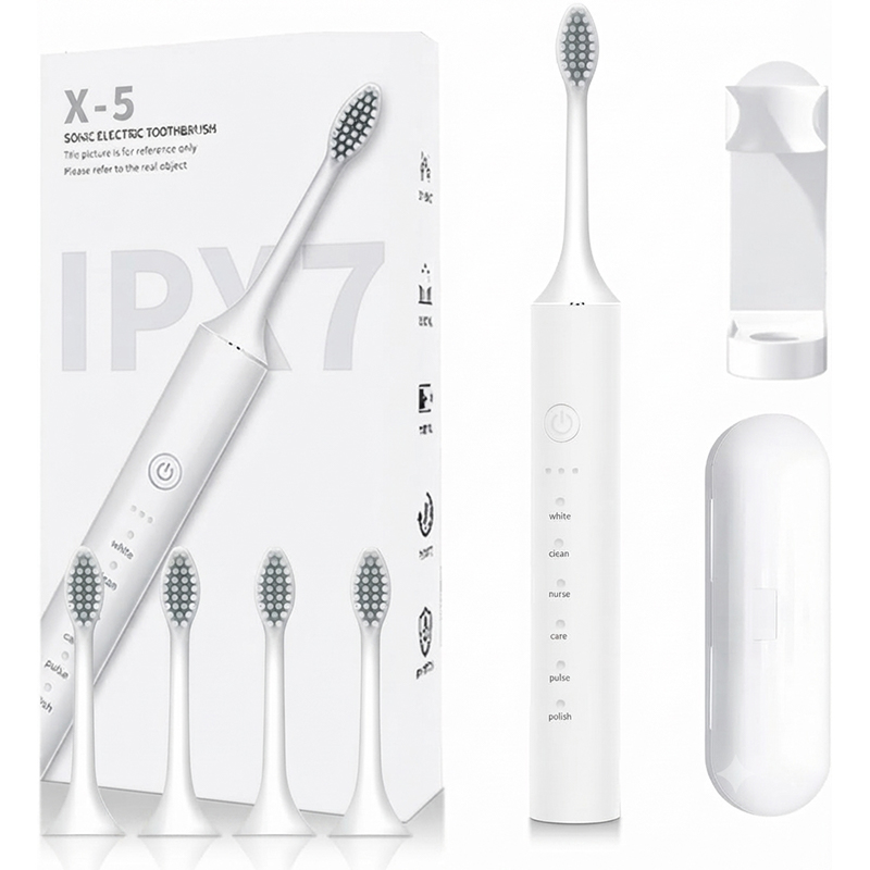 Brosse à Dents Électrique Sonic Rechargeable – 4 Brossettes