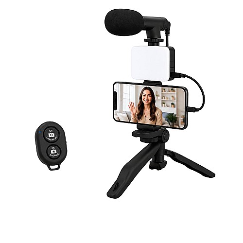 Kit De Vlogging 6En1 Avec Micro Et Lumière LED