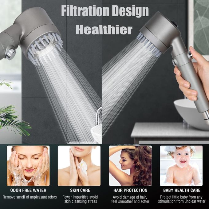 Pommeau de douche haute pression, 4 modes réglables, pommeau de douche massant anticalcaire avec arrêt d'eau, pommeau de douche à économie d'eau